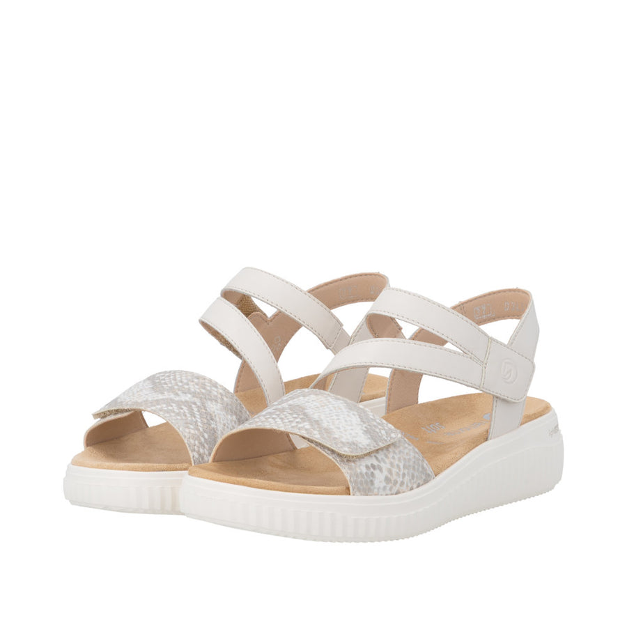 Remonte D3L51-60 Off White/Gold Adjustable Wide Fit Sandal