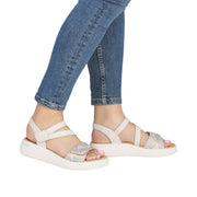 Remonte D3L51-60 Off White/Gold Adjustable Wide Fit Sandal