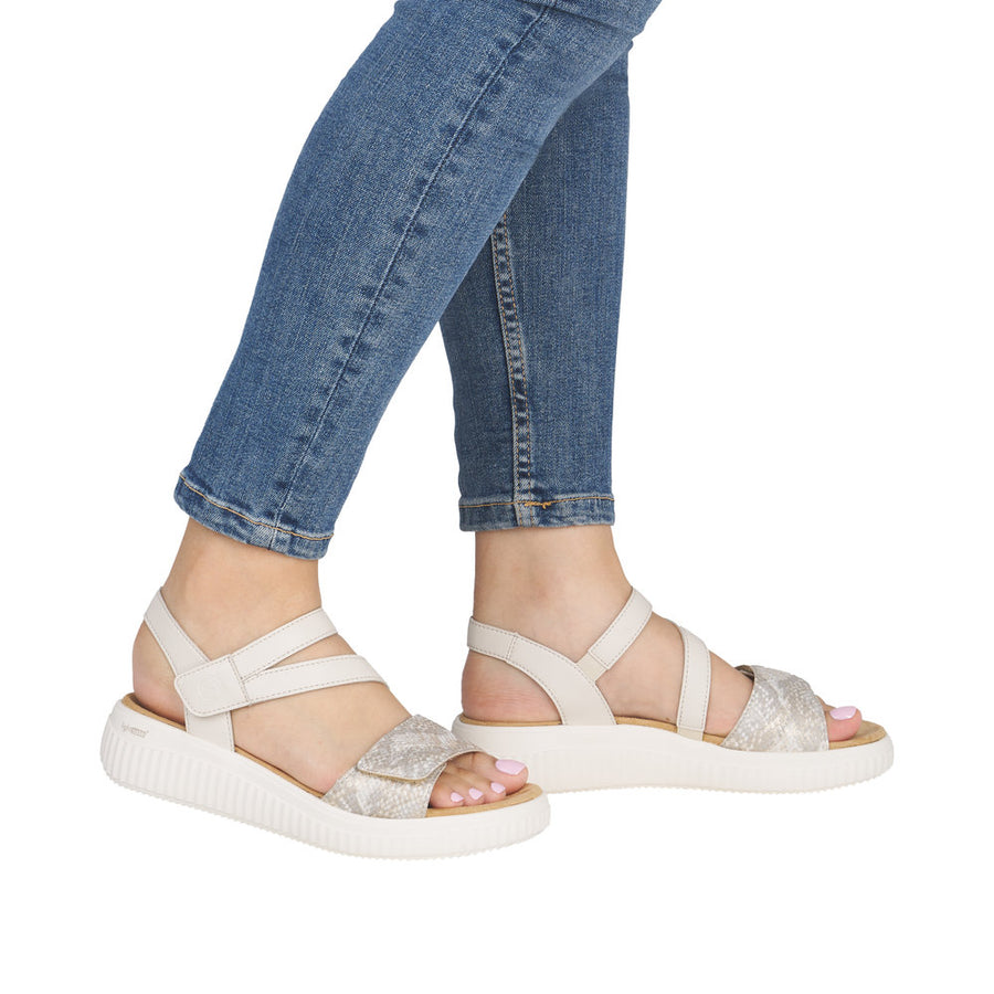 Remonte D3L51-60 Off White/Gold Adjustable Wide Fit Sandal
