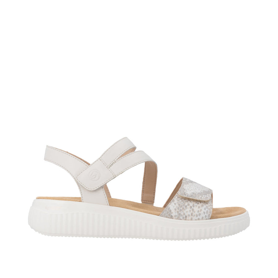 Remonte D3L51-60 Off White/Gold Adjustable Wide Fit Sandal