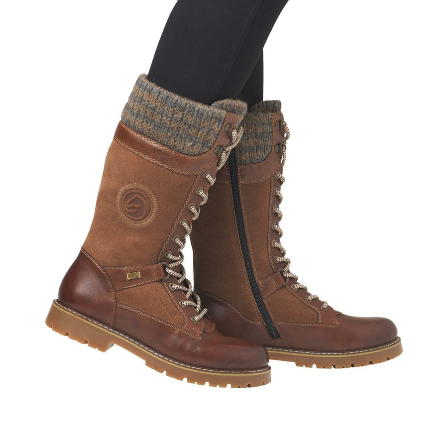 Remonte D9380-20 Wide Fit Lambswool Lined Waterproof Tall Brown Boots