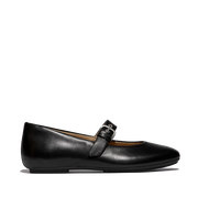 FitFlop E3D-090 All Black Delicato Leather Mary Janes
