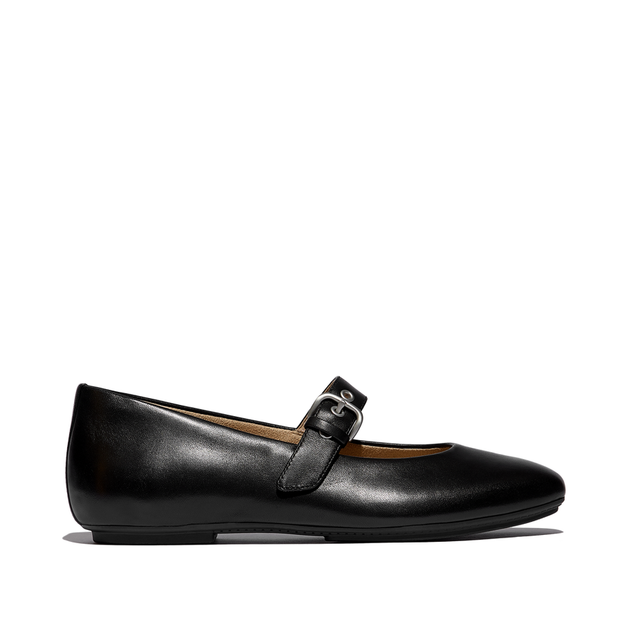 FitFlop E3D-090 All Black Delicato Leather Mary Janes