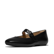 FitFlop E3D-090 All Black Delicato Leather Mary Janes