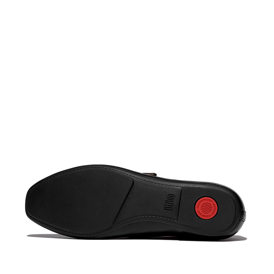 FitFlop E3D-090 All Black Delicato Leather Mary Janes