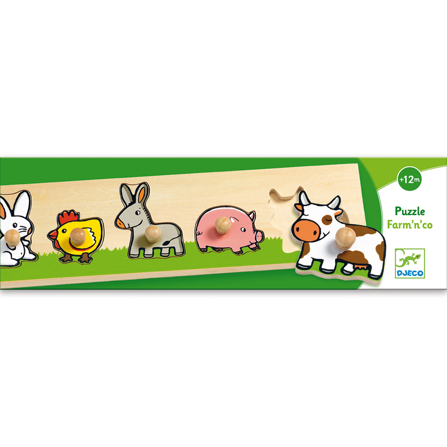 Djeco Wooden Puzzles - Large Buttons Puzzles Farmn'Co DJ01116