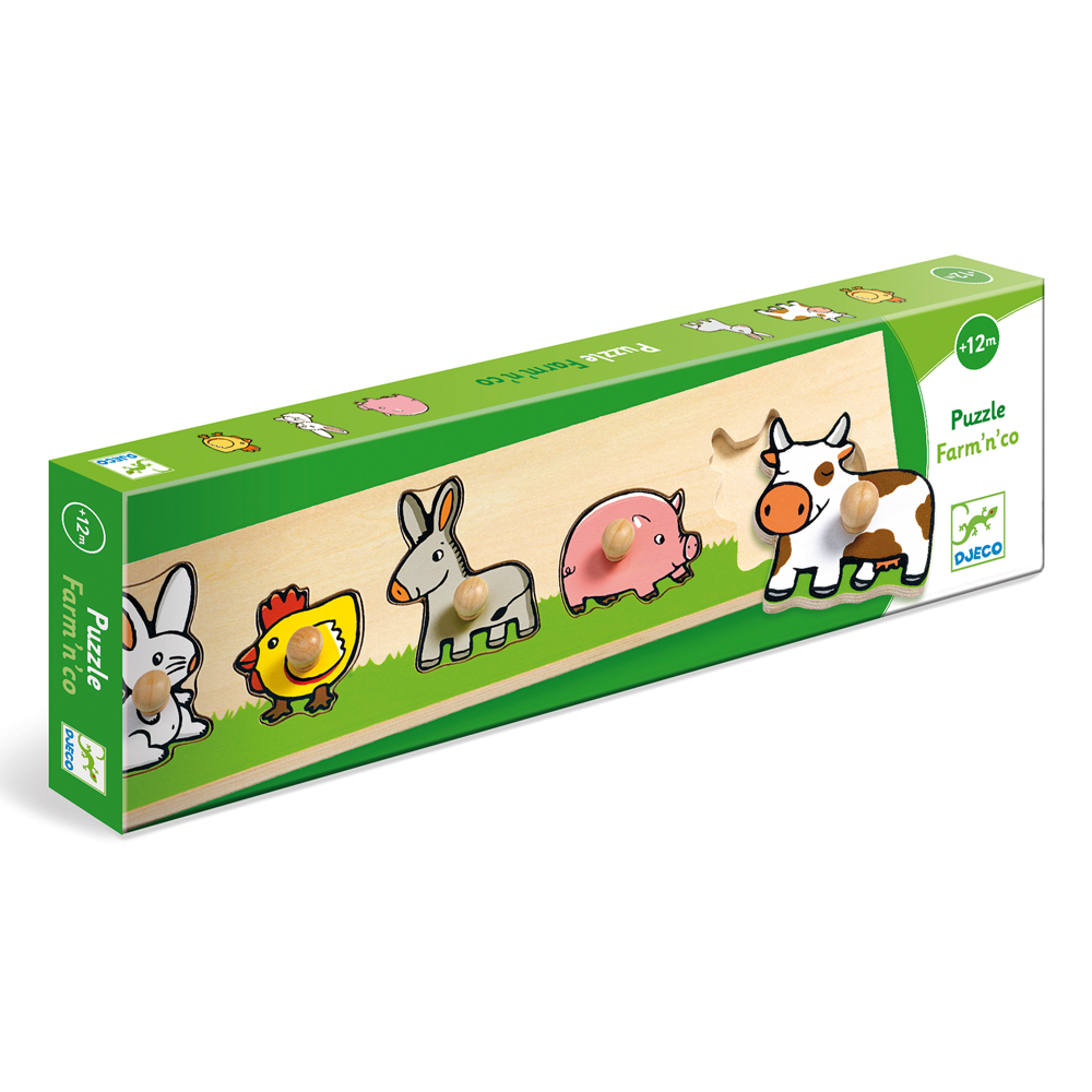 Djeco Wooden Puzzles - Large Buttons Puzzles Farmn'Co DJ01116