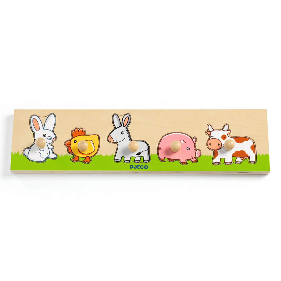 Djeco Wooden Puzzles - Large Buttons Puzzles Farmn'Co DJ01116