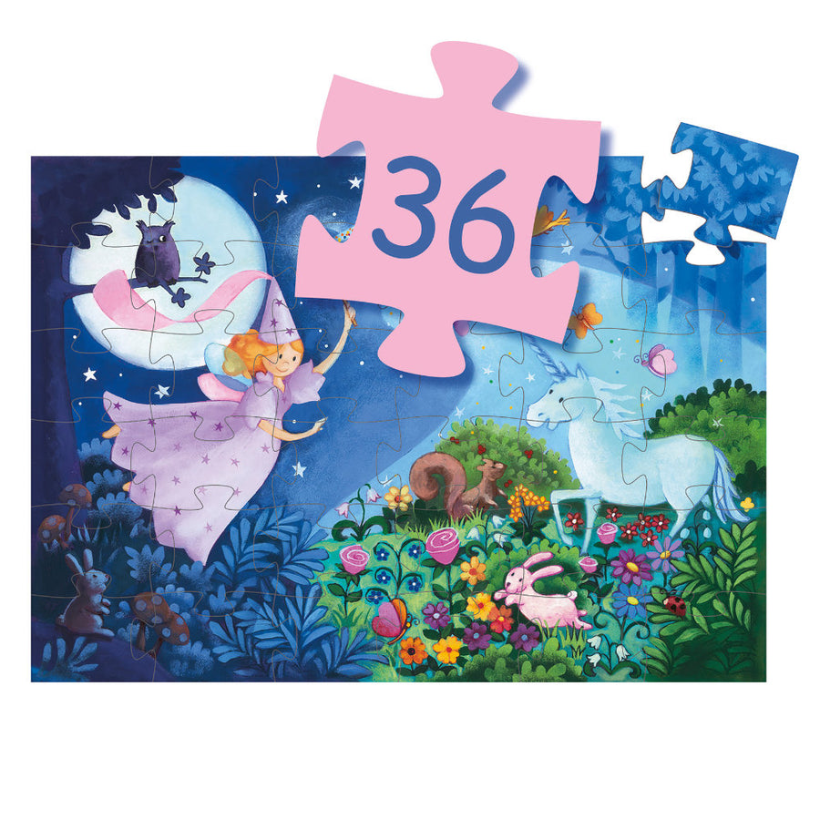 Djeco The Fairy and the Unicorn Jigsaw Puzzle - 36 pcs - FSC MIX DJ07225