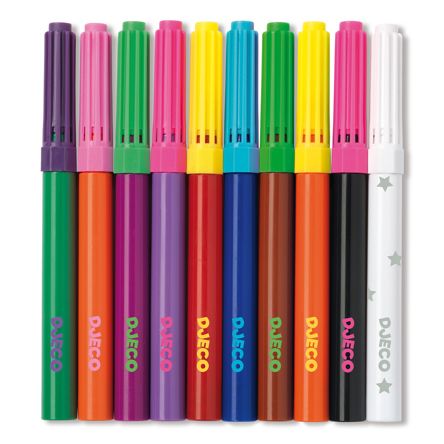 Djeco Colours For Little Ones - Felt-Tips 10 Magic Felt Tips DJ08827
