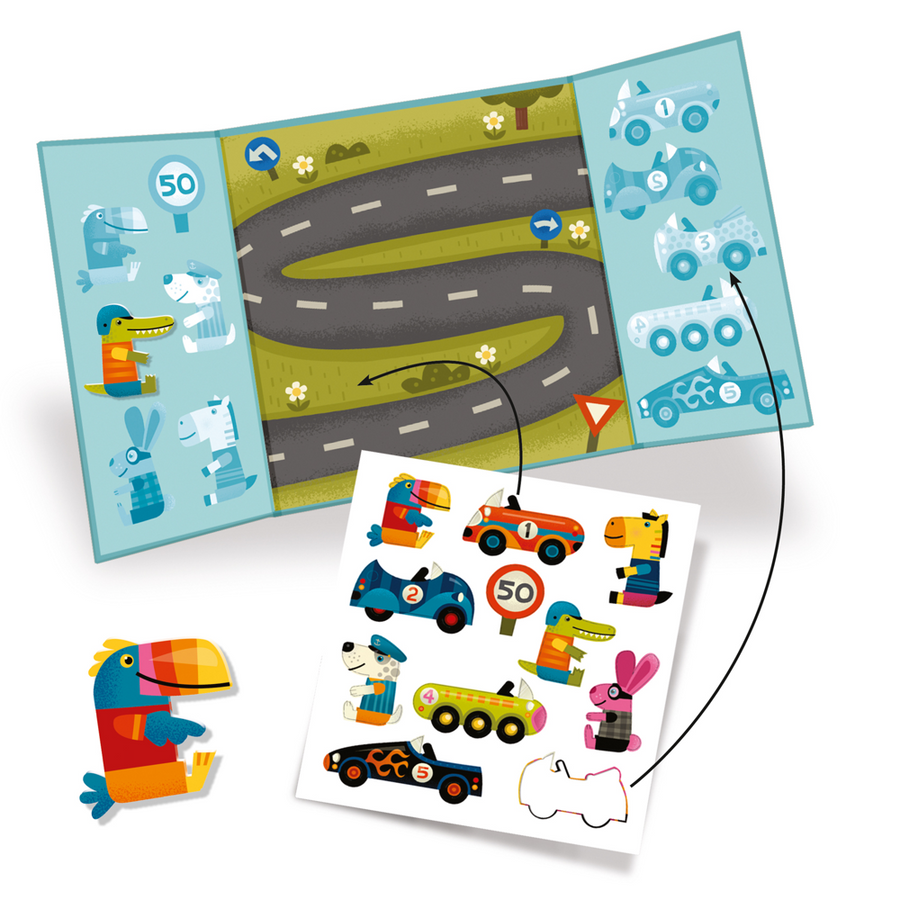 Djeco Small Gifts For Little Ones - Stickers Cars DJ09073