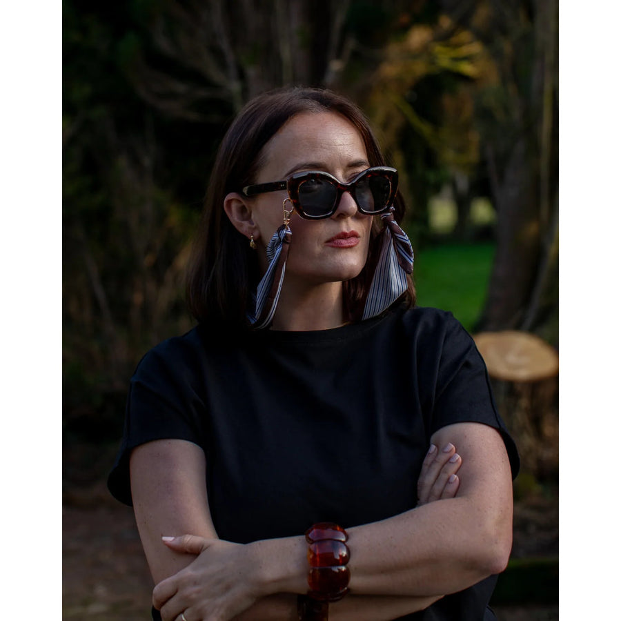 Chalk Dover Glasses Chain - Brown/Navy Stripe