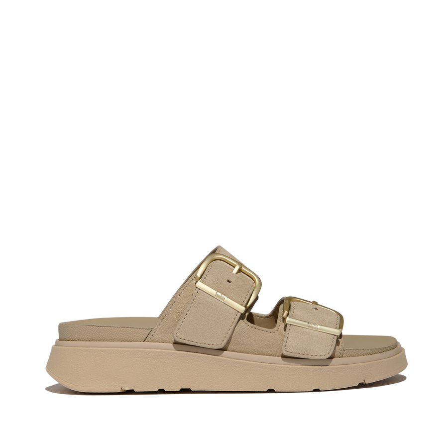 FitFlop A2U-923 Cappuccino Gen-Ff Buckle Two-Bar Suede Slides