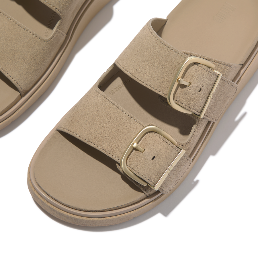 FitFlop A2U-923 Cappuccino Gen-Ff Buckle Two-Bar Suede Slides