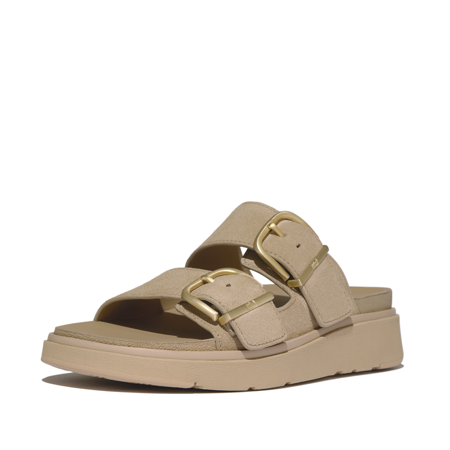 FitFlop A2U-923 Cappuccino Gen-Ff Buckle Two-Bar Suede Slides
