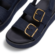 FitFlop A3B-D71 Dark Denim Gen-Ff Max Buckle Denim Back-Strap Sandals