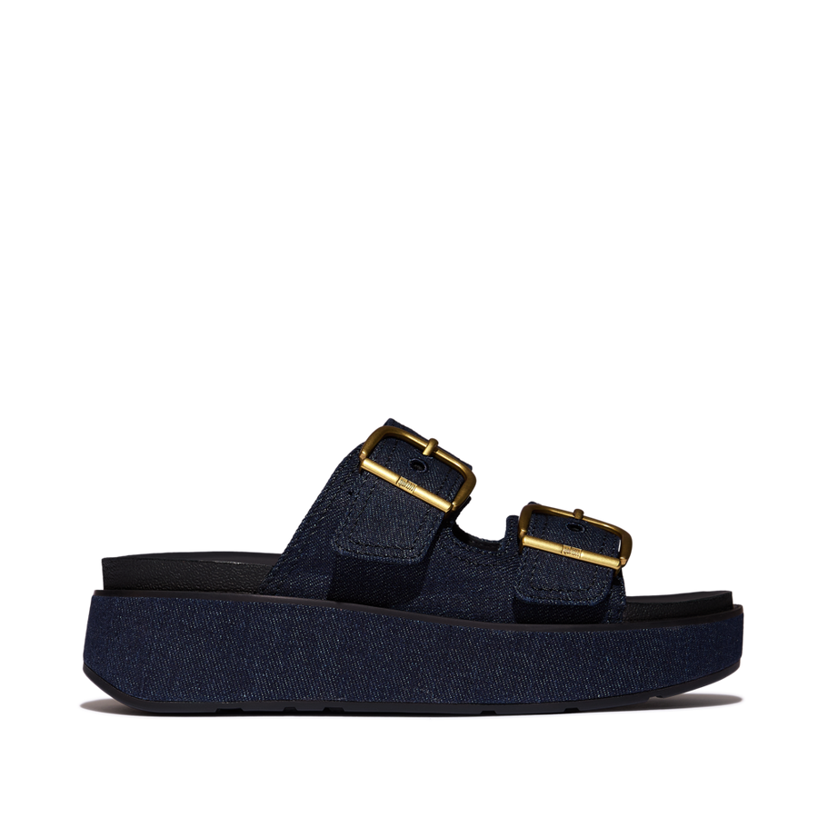 FitFlop A3I-D71 Dark Denim Gen-Ff Max Buckle Two-Bar Denim Slides