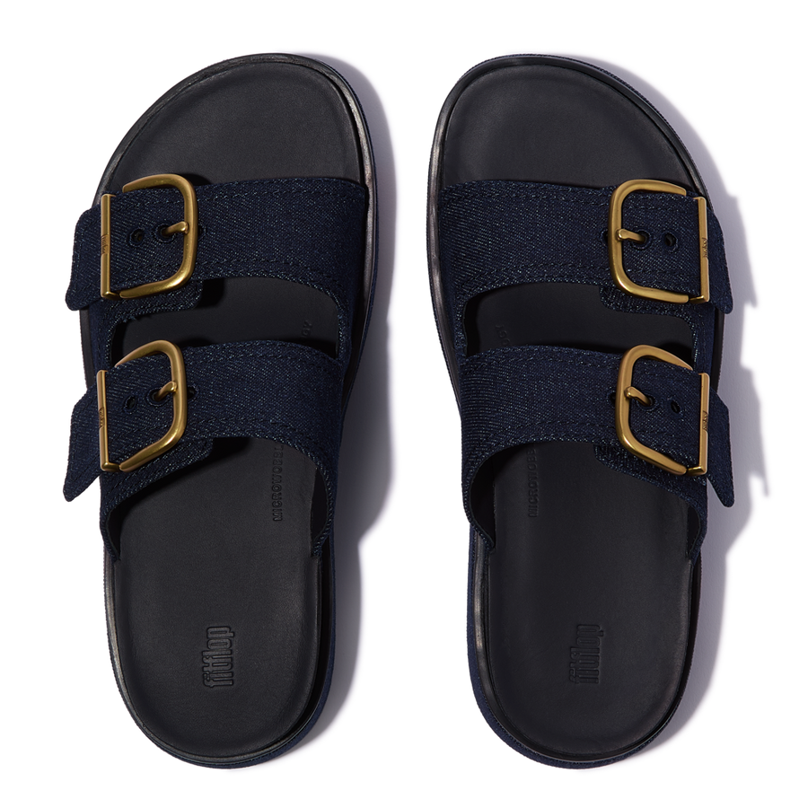FitFlop A3I-D71 Dark Denim Gen-Ff Max Buckle Two-Bar Denim Slides