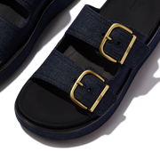 FitFlop A3I-D71 Dark Denim Gen-Ff Max Buckle Two-Bar Denim Slides