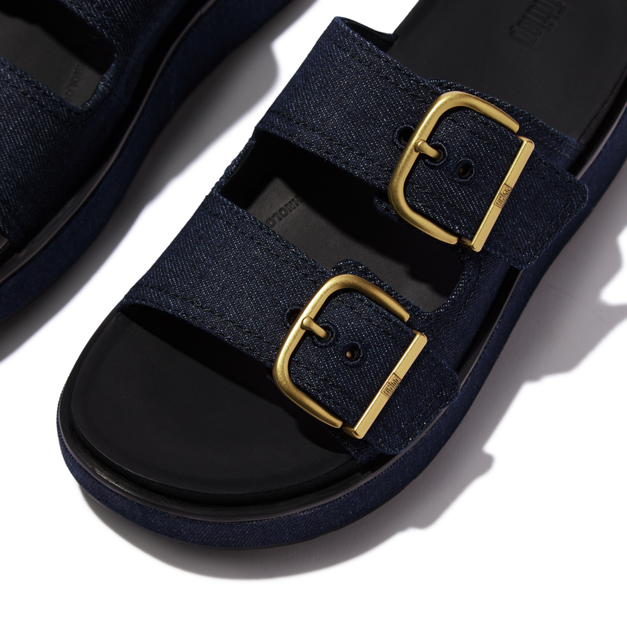 FitFlop A3I-D71 Dark Denim Gen-Ff Max Buckle Two-Bar Denim Slides