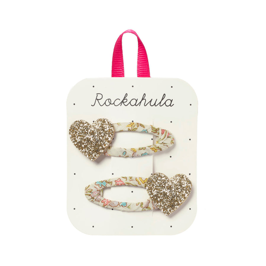 Rockahula Petal Glitter Heart Clips - H2518G