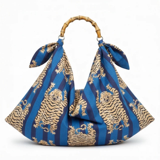 Serendipity By Ellie Beaumont - Handkerchief Bag - Tibetan Tiger Blue - SCHB8070.1