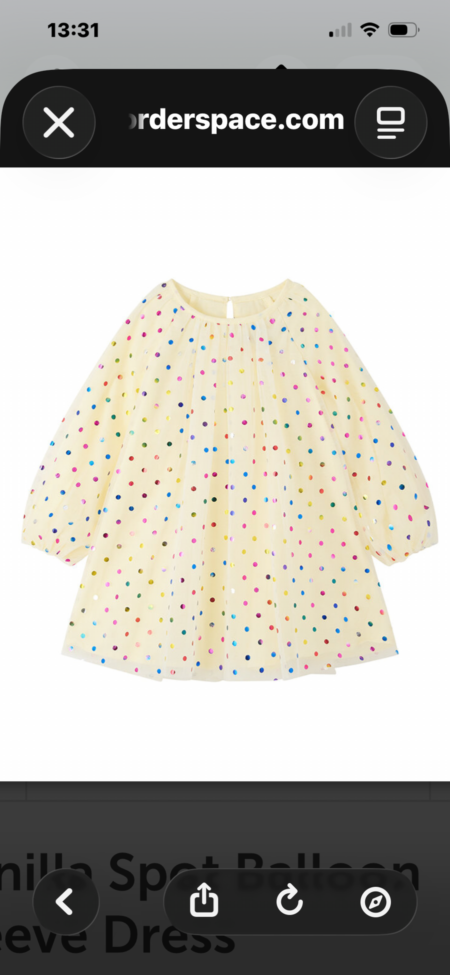 Bob and Blossom Balloon Sleeve Dress D65 Vanilla Spot