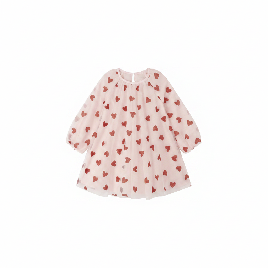 Bob and Blossom Balloon Sleeve Dress D64 Red Hearts