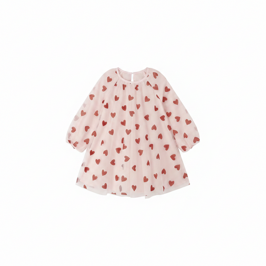 Bob and Blossom Balloon Sleeve Dress D64 Red Hearts