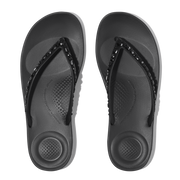 FitFlop JC8-090 All Black Iqushion Multi-Crystal Ergonomic Flip-Flops