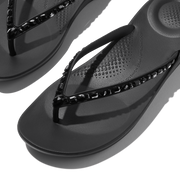 FitFlop JC8-090 All Black Iqushion Multi-Crystal Ergonomic Flip-Flops