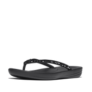 FitFlop JC8-090 All Black Iqushion Multi-Crystal Ergonomic Flip-Flops