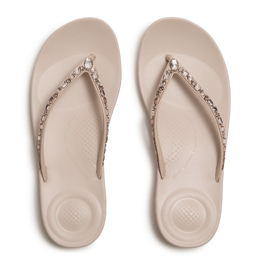 FitFlop JC8-D46 All Nude Rose Iqushion Multi-Crystal Ergonomic Flip-Flops