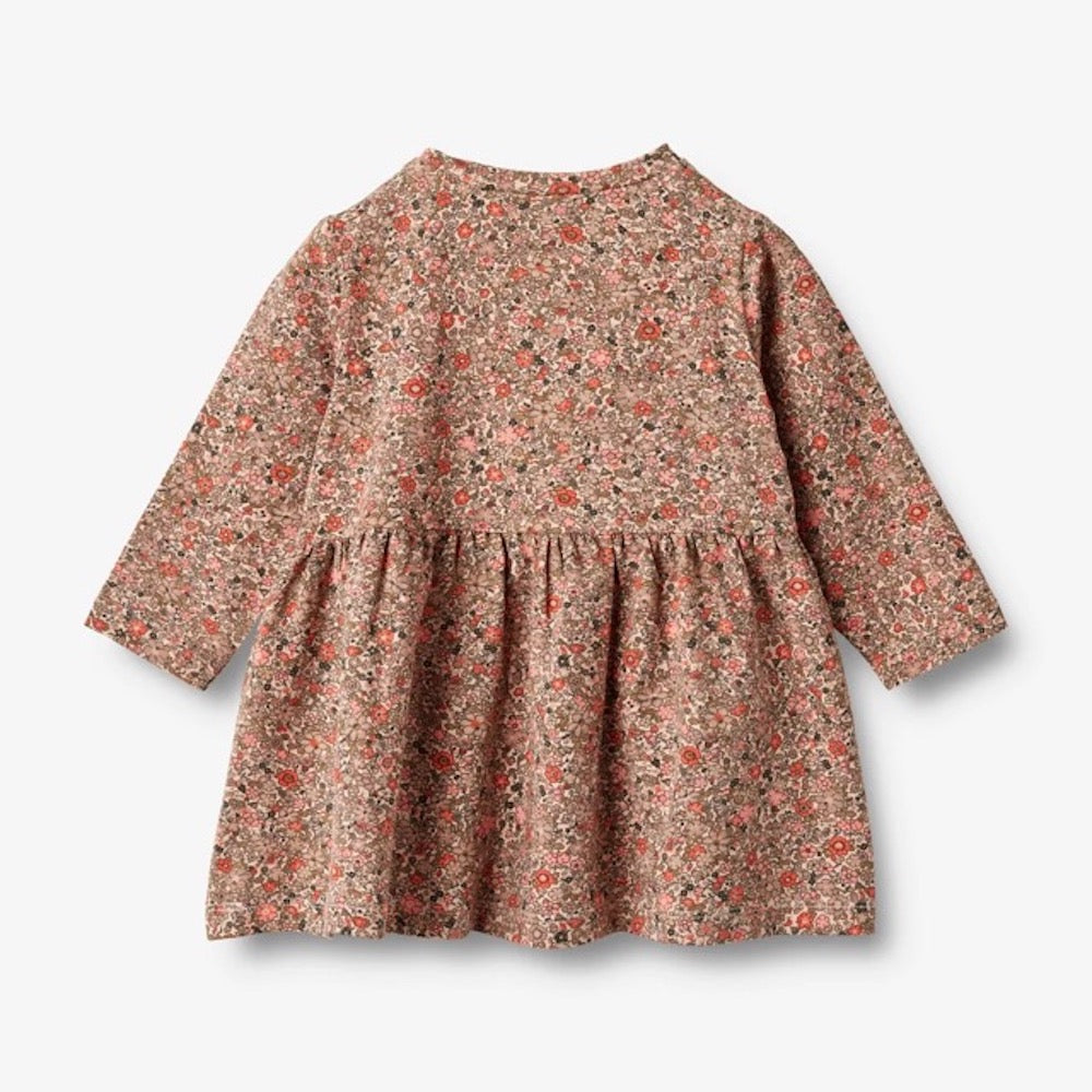 Wheat Jersey Dress L/S Bessie - 9566 Rose Dust Flower Meadow (Baby)