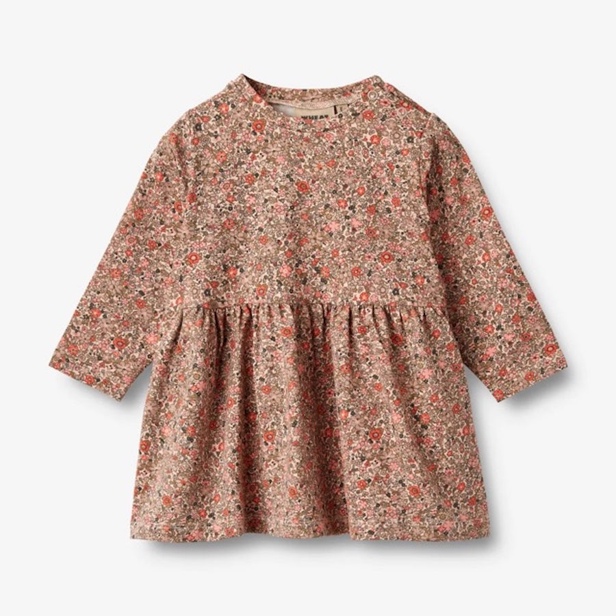 Wheat Jersey Dress L/S Bessie - 9566 Rose Dust Flower Meadow (Baby)