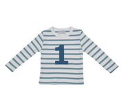 Bob and Blossom Breton Striped Number T-Shirt KT368 Ocean Blue and White