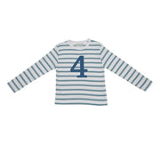 Bob and Blossom Breton Striped Number T-Shirt KT368 Ocean Blue and White