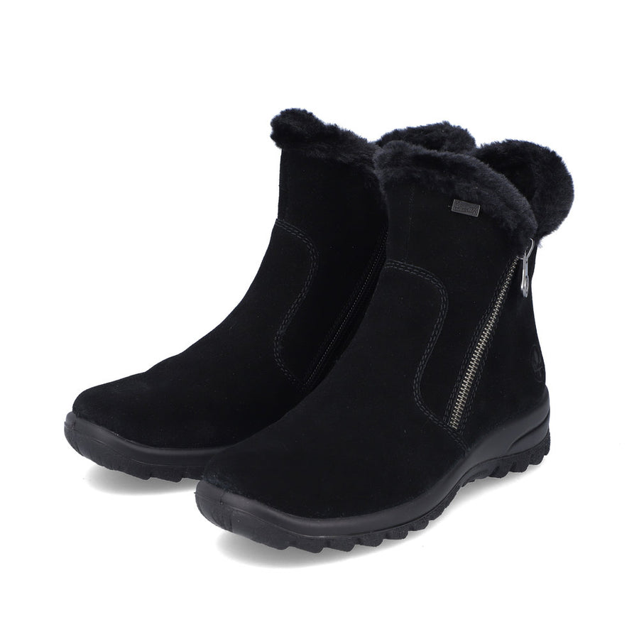 Rieker L7162-00 Womens Warm Lined Water Resistant Black Boots