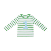 Bob and Blossom Breton Striped Number T-Shirt KT455 Grass Green and White