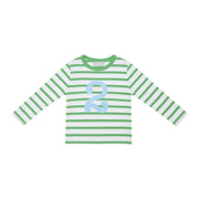 Bob and Blossom Breton Striped Number T-Shirt KT455 Grass Green and White