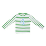 Bob and Blossom Breton Striped Number T-Shirt KT455 Grass Green and White