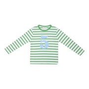 Bob and Blossom Breton Striped Number T-Shirt KT455 Grass Green and White