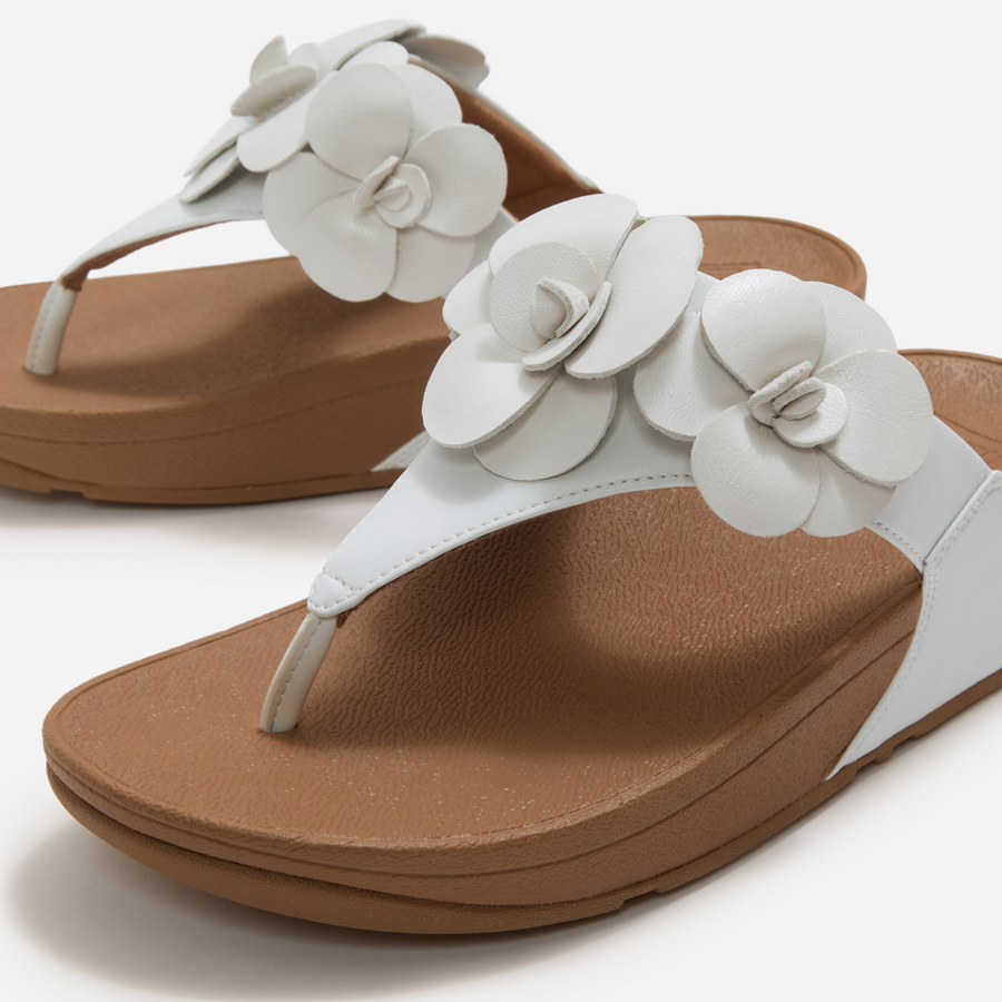 FitFlop A4N-194 Urban White Lulu Flower Toe-Post Sandals