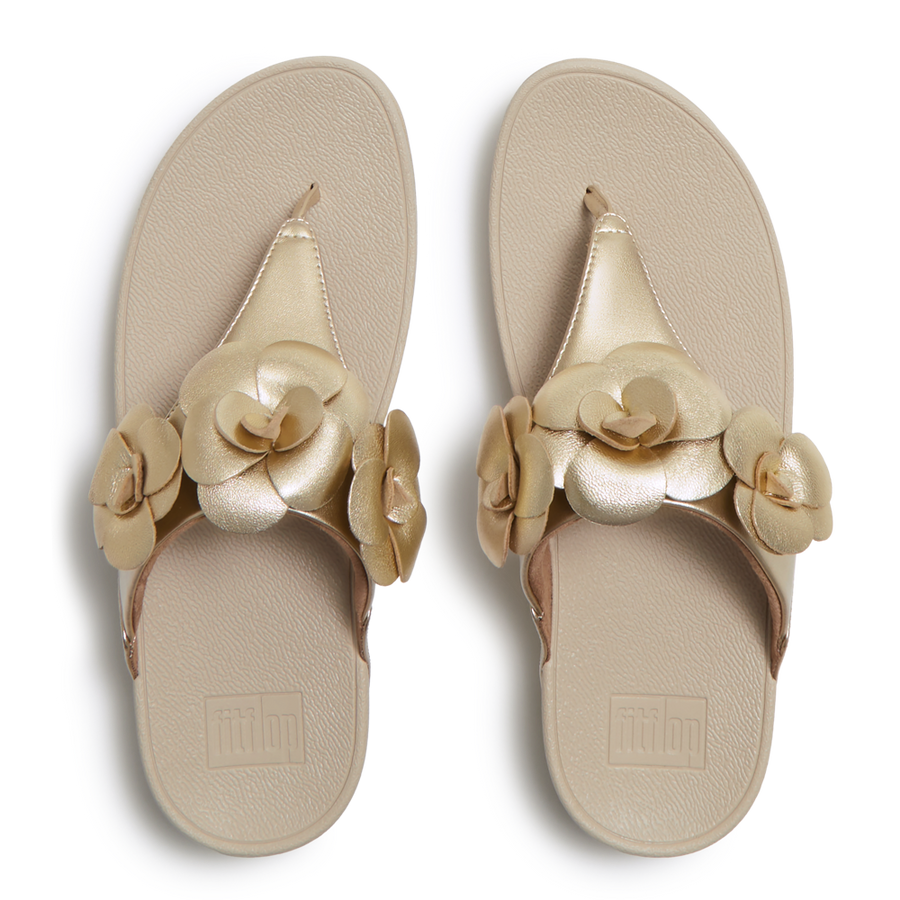 FitFlop A4N-675 Platino Lulu Flower Toe-Post Sandals