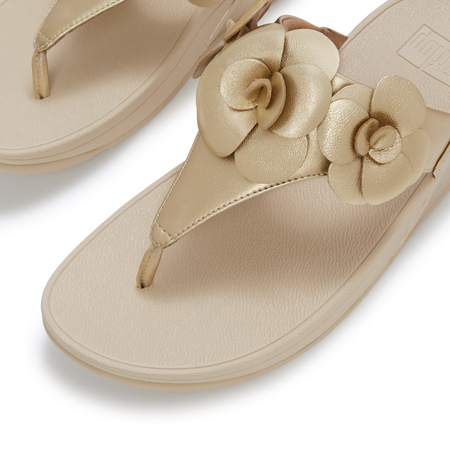 FitFlop A4N-675 Platino Lulu Flower Toe-Post Sandals