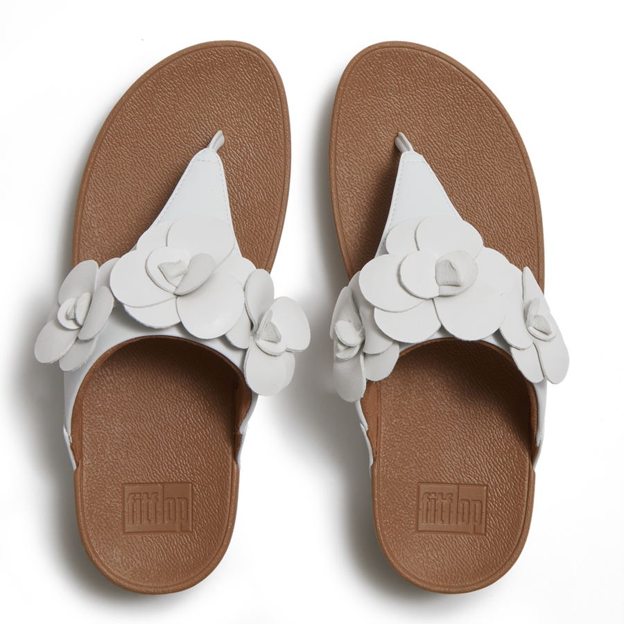 FitFlop A4N-194 Urban White Lulu Flower Toe-Post Sandals