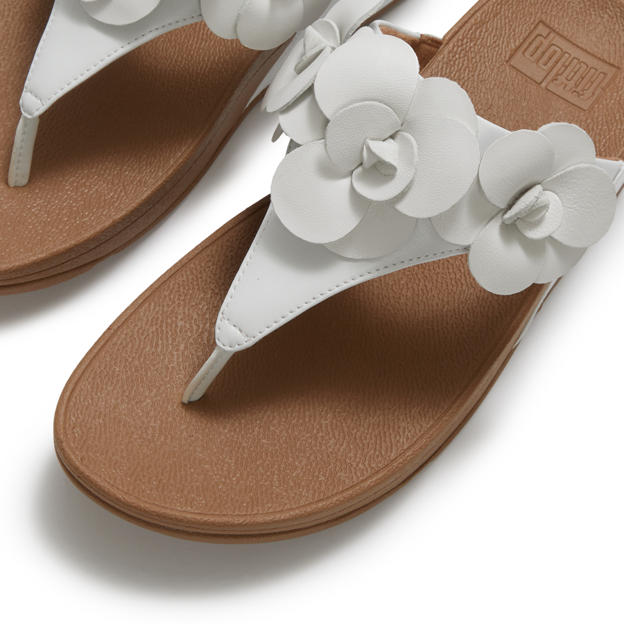FitFlop A4N-194 Urban White Lulu Flower Toe-Post Sandals