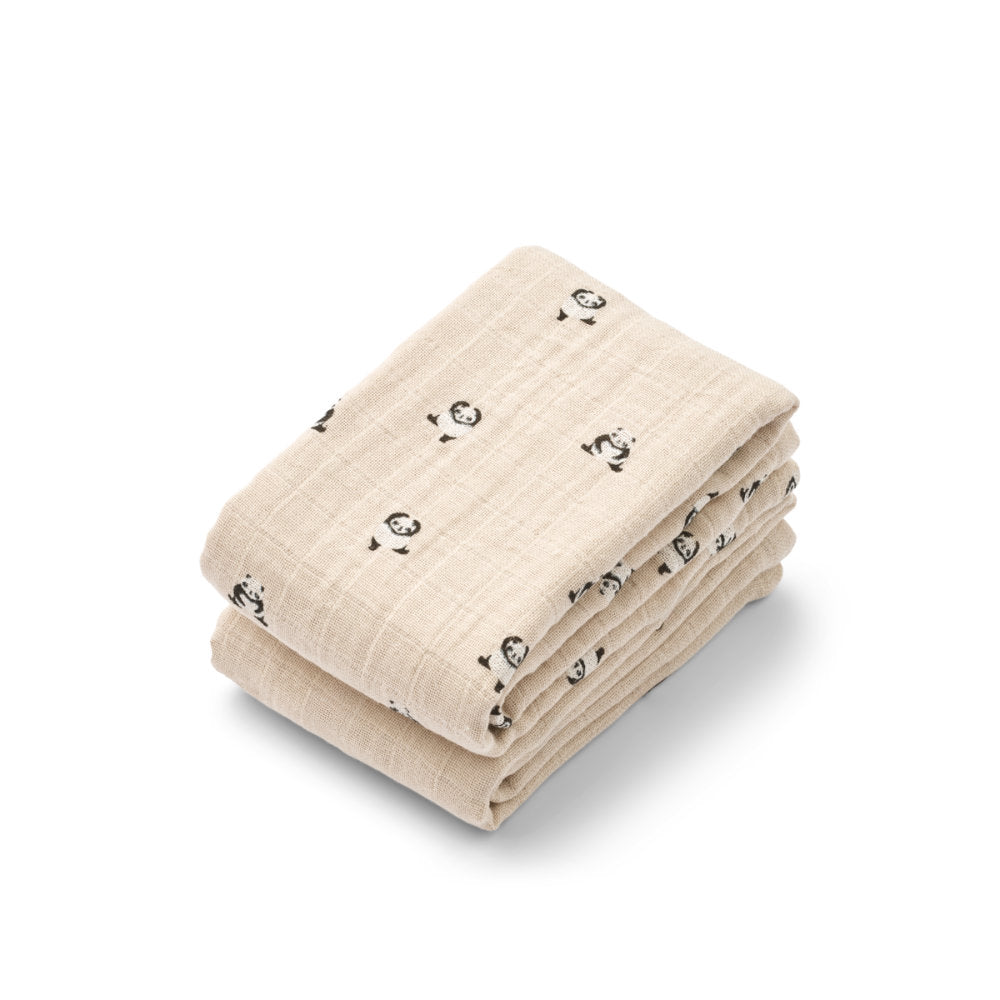 Liewood Lewis Muslin Cloth 2-Pack Mini Panda / Sandy Mix LW14907