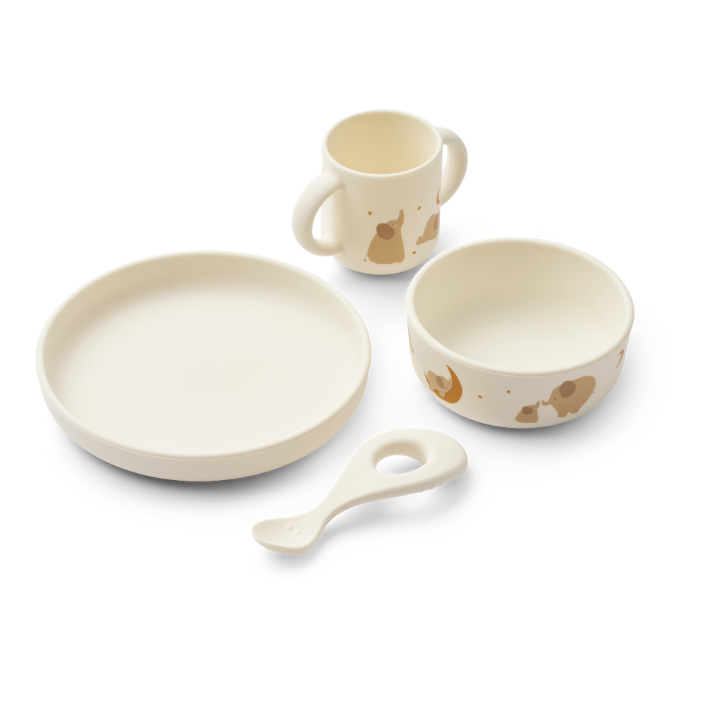 Liewood Vivi Printed Tableware Set Elephant / Creme De La Creme
