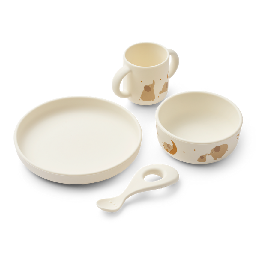 Liewood Vivi Printed Tableware Set Elephant / Creme De La Creme